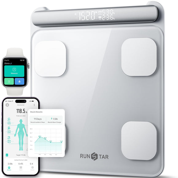 Scale for Body Weight and Fat Percentage 8-Electrode, Bathroom Scale runstar