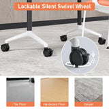 Rolling Folding Conference Table 47.2in Black 4-Person Modern Business for Office Classroom Training Meeting Room