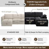 NABUMI 142" Modular Sectional Sofa with Storage, Oversized U-Shaped Boneless Couch with Ottoman, 27" Deep Seat Memory Foam Corduroy 6-Seater Cloud Couches for Living Room, Tool-Free Assembly, Black