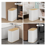 TODAYGO Bathroom Trash Can 2.6 Gal, Wheels, Air Vent, Faux Wood Top