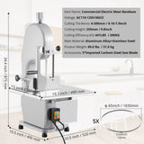 110V/60Hz 1100w Meat Band Saw, Workbench 19.3“ x 15”Meat Bandsaw, 0.16-7.09" Cutting Thickness Electric Meat Cutter Machine, Bone Saw with 5 x 1650Mm Blades for Fish,Chicken,Beef,Ribs and Pork