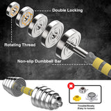 PHOEROS Adjustable Dumbbell Set - 44/66 LBS weights set, Dumbbell Barbell 3 in 1, Steel Dumbbells Pair with Connecting Rod for Adults Women Men Fitness Workout, Home Gym Exercise Training Equipment