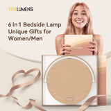 Vivilumens Birthday Gifts for Women 6 in 1 Bedside Lamps with Wireless Charger Bluetooth Speaker White Noise Machine Music Table Lamp Night Light Personalized Gift for Mom Teens Girls(Sound Upgrade