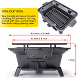 Hibachi Grill Outdoor, Portable Small Charcoal Grills, 100% Cast Iron, Mini Japanese Yakitori Tabletop Skillet Grill Stove for Outdoor Camping - Coal Door, Draft Door, Ideal for 2 People