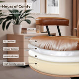 HOOOWOOO Ergonomic Office Chair,Mid Century Modern Computer Desk Chair,Comfy Executive Chair with Extra Wide Tufted Cloudy Seat Lumbar Support High Reclining Back,PU Leather Brown