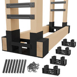 Jusgym 4 Pack Firewood Rack Outdoor Indoor, Heavy-Duty Plastic Firewood Rack Brackets Kit with 8 Support Bars, 3.5mm Thick Adjustable Fire Wood Storage Racks with Drainage Holes