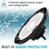 LUXRITE 100/120/150W UFO High Bay LED Shop Lights, Up to 22500 Lumens, 3CCT 3500K-5000K, 5FT Hardwire Cable, Surge Protected, IP65, 120-277V, UL - Warehouse Gym Factory Commercial Lighting 2-Pack