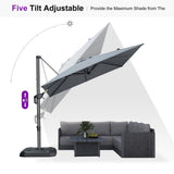 PURPLE LEAF Outdoor Umbrella 8' x 8' Square Premium Protection Light Grey