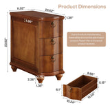 Tribesigns Nightstands Set of 2, No Assembly Narrow Wooden Bedside Table with Drawers, Retro Walnut Brown Tall Nightstand for Bedroom (2, Walnut Brown)