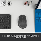 Logitech M720 Triathlon Multi-Device Wireless Mouse, Bluetooth, USB Unifying Receiver