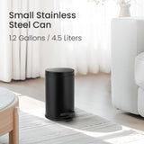 Cesun 1.2 Gallons Small Black Trash Can, Bathroom Garbage Can with Lid and Foot Pedal