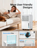 HUMSURE 2500 Sq. Ft 30 Pints Dehumidifier Equipped With Drainage Hose, Automatic Defrosting, for Basement, Home, Bathroom, Bedroom,24-Hour Timer Function