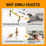 GIMILI Commercial Sink Faucet with Sprayer, 25" Height 8 Inch Center Pull Down Wall Mount Faucet for Restaurant, Kitchen, Industrial, Farmhouses Sink