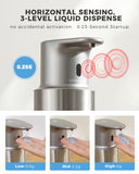 DODO MEKIA Automatic Liquid Soap Dispenser Touchless, 304 Stainless Steel Bottle Body &16.2oz/480ml Rechargeable, 3 Adjustable Liquid Levels, IPX7 Waterproof, for Kitchen Bathroom, Stainless Steel