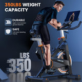 YOSUDA PRO Magnetic Exercise Bike 350 lbs Weight Capacity - Indoor Cycling Bike Stationary with Comfortable Seat Cushion, Silent Belt Drive YOSUDA