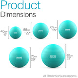 Core Balance Exercise Ball for Workouts, Anti-Burst and Slip Resistant, Swiss Yoga Ball for Pregnancy, Stability, Fitness and Physical Therapy, 4 Sizes, with Pump (33" / 85cm Teal) Core Balance