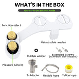 RV Bidet for Camper Toilet, Non-Electric Toilet Sprayer Attachment with Dual Nozzles, Adjustable Pressure, Front/Rear/Self Cleaning, Upgrade for Trailer, Motorhome, Camper, RV Bathroom (Black Base)