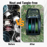 Goture 3 Outlet Holes Fishing Line Storage Bag, Clear View Window Fishing Line Case, Removable Divider Fishing Line Organizer, Water-resistant Surface, Tangle-free Leader Line Spool Bag