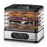 FOHERE Food Dehydrator, 5 BPA-Free Tray Dehydrators for Food and Jerky, Fruit, Herbs, Meat, Dog Treats, 48H Timer and 95-158°F Temperature Control, 400W Dehydrator Machine, 11.42" Stackable Trays