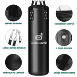 Odoland Punching Bag Set for Adults, 4FT PU Heavy Boxing Bag with 12OZ Boxing Gloves, Hand Wraps, Hanging Chains for MMA Karate Kickboxing Martial Art Home Gym Trainging - Unfilled Odoland