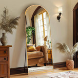 ZHUNFA 64x22 Arched Full Length Mirror Gold,Oversized Floor Standing Mirror with Rust-Resistant Aluminum Frame & Anti-Tilt Base, Modern Arched-Top Design for Bedroom, Living Room, Entryway.