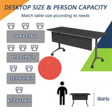 Folding Conference Table for 8 People, Flip Top Thicken Grey Tabletop, BlackWoodGrain Meeting Desk for Conference Rooms Offices (61.0")