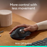 Logitech MX Ergo S Wireless Trackball Mouse, 2.4 dpi Laser Sensor, 6 Programmable Buttons, 4-Way Scroll Wheel for PC/MAC Bundle with Mouse Pad (Black) + Microfiber Cleaning Cloth