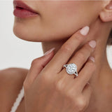 MSBLUE® Size 6.5 2ct Oval Cut Moissanite Engagement Ring, Rhodium Plated