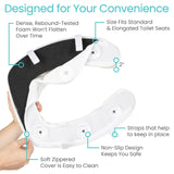 Vive Toilet Seat Riser Cushion for Seniors - Universal Fit - Raised Toilet Seat with High-Density Foam for Elongated & Standard - Firm Handle, Cushioned & Padded - Elevated Medical Handicap Lifter