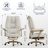 EXCEBET Big and Tall Executive Office Chair with Footrest, 400LBS Capacity Ergonomic High-Back Desk Office Chair with Lumbar Support, Padded Armrests & Thick Cushion, White PU Leather Chairs