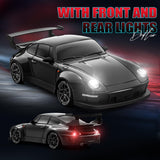 ACAMMZAR RC Drift Car, 1:24 Remote Control Car for Kids, 20KM/H 4WD High Speed RC Cars with Lights, Extra Racing Tires, Vehicle for Adults Boys Girls, Black