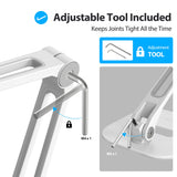 AboveTEK Multi-Angle Adjustable Tablet Stand, 360 Swivel iPad Stand Aluminum Desk Mount Fits 4'-11" Tablets White