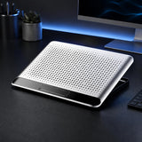 Okiyakusama Laptop Cooling Pad with Six Fans Aluminum Alloy Stand for Heat Dissipation Suitable for Home Office Study Desk, Silver