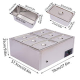 6 Pan Commercial Food Warmer Electric Food Steamer Countertop Adjustable Buffet Server Food Warming Tray Stainless Steel Chafing Dishes Table Steamer Soup Station 850W 110V (6-Pan)