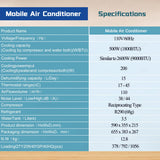 Windowless Air Conditioners,1800BTU Portable Air Conditioner for Bedroom, 38/44dB(A) Quiet Portable AC Units, Cools for 110 Sq Ft for Indoor/Marine/Kitchen