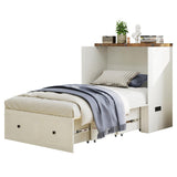 LUXOAK Twin Murphy Cabinet Bed with with Storage & Charging Station