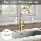 JXMMP Touchless Kitchen Faucet with Pull Down Sprayer, Brushed Gold Motion Sensor Kitchen Faucet, Stainless Steel Hands Free Faucet for Kitchen Sink 1 or 3 Hole