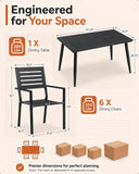 7 Piece Outdoor Dining Set All Weather Patio Dining Set with HDPE Wood-Like Tabletop