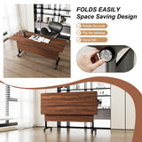 4Pack Folding Conference Room Tables,Modular Mobile Conference Table,Dynamic Joinable Seminar Training Table,Stackable Office Meeting Tables for Classroom Training Center Library(4,Walnut,47.2in)