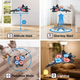 V17 Remote Control Airplane Foam RC Planes for Kids Adults 8-16, RC Fighter Jet Airplane with Light, 2 Batteries, 360° Flip Fighter Jet Toy, Stunt Roll, Gifts for Adult Boys (Blue with 2Batteries)