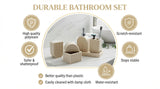 Bathroom Accessory Set, 5 Pcs Bathroom Essentials Sets Accessories, Soap Dispenser Set, Toothbrush Holder, Vanity Tray, Tumbler, Cotton Swab Jars, Bathroom Organizer for Modern Bathrooms(Beige)