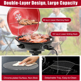 Giantex Electric BBQ Grill 1600W, Removable Non-Stick Grill Rack, Warming Rack, Oil Drip Tray, Adjustable Temperature, Portable Outdoor Electric Grill for Camping Picnic Tailgating, Red & Black