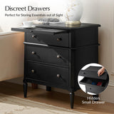 HULALA HOME 30 Inches Side Table with Charging Station, Black