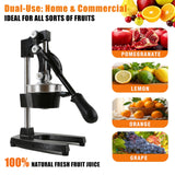 Juicer Manual Cast Iron Citrus Juicer, Heavy-Duty Orange Lemon Squeezer, Extra-Large Commercial Citrus Press, Easy to Clean with Bonus Stainless Steel Cup (Black)