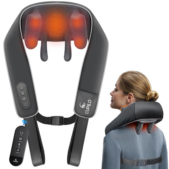 Neck Massager with Heat [2025 Upgraded]- Cordless Neck Massager for Pain Relief Deep Tissue with Wireless Remote Control CuPiLo