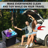HAUSSIMPLE Car Trash Can for Vehicles Leakproof Compact Garbage Bin w/Stability Flap, Anti-Slip Base, Portable Trash Holder for Cars, Trucks, SUVs, Minivans (Black, Large)