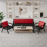 Waiting Room Bench, Office Furniture Reception Chairs with Arms (Red&Black,3 Seat) wonline