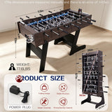 RAYKEEP 53" Folding Foosball Table with LED Lights, Full Size Indoor Soccer Game with Electronic Scoreboard for Adults & Kids, Home, Game Room, or Office – Includes 2 Balls & 2 Cup Holders