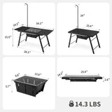 Naturehike Portable IGT Table with Charcoal Grill, Folding Camping Table and BBQ Grill with Desk Extension & Lantern Stand, Perfect for Outdoor Barbecue Camping Cooking Travel Picnic