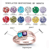 Oseew Customized 10k rose gold 2 birthstone rings 14k Rose gold mothers ring 18K Rose Gold mother's ring mothers ring 2 birthstones Engraving 2 names